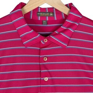Peter Millar Summer Comfort Polo Mens XXL 2XL Stripe Crown Sport Mesh Golf Shirt